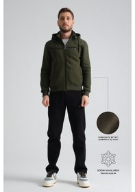 Resim Shooter Sportswear Shooter Erkek Kışlık Eşofman Takımı Şardonlu Üç Iplik Kapüşonlu Regular Kalıp Haki 