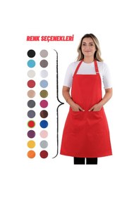 Resim Sevilya Simple Ayar Askılı Mutfak Önlüğü Kırmızı 