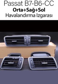 Resim Cepotto Volkswagen Passat B6 B7 Cc 2005-2016 Uyumlu Havalandırma Sağ Sol Orta Set Torpido Izgarası Mat Siyah 