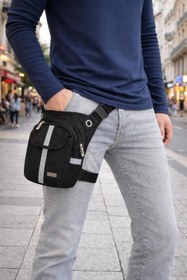 Resim OGDO - Su Geçirmez, Unisex Siyah Motorcu Bacak ve Çapraz Çanta - 4963 