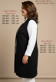 Resim Laden Kadın Çelikli Örgü Triko Büyük Beden Battal Anne Mevsimlik Uzun Siyah Taşlı Yelek 