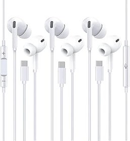 Resim SRLWMYI 3'lü paket kulaklık USB C kablolu kulak içi mikrofon ve ses ayarı kablolu kulaklık, iPhone 15/15Pro/15Plus/16/16 Pro/16Plus/Galaxy S24/S23/Google Pixel/Huawei için 