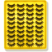 Resim 20 Çift Yüksek Kaliteli Taklit Vizon Lifli Sahte Kirpik Seti, Makyaj Araçları, Kirpik Uzatma Araçları, Güzellik Malzemeleri 