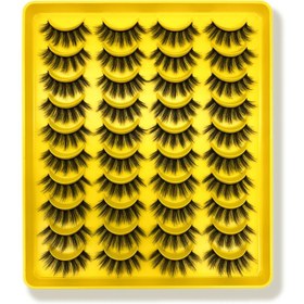 Resim 20 Çift Yüksek Kaliteli Taklit Vizon Lifli Sahte Kirpik Seti, Makyaj Araçları, Kirpik Uzatma Araçları, Güzellik Malzemeleri 