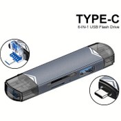Resim 6'sı 1 arada USB 3.0 Type-C Micro USB OTG Adaptörü, SD TF Bellek Çubukları için Çok Fonksiyonlu Kart Okuyucu, Yüksek Hızlı Veri Transferi, Pil Gerektirmez 