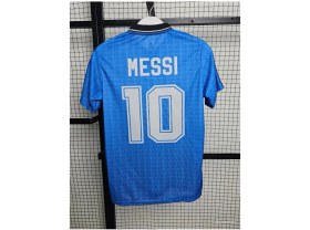 Resim Legent Lady Lionel Messi Arjantin Milli Takım Forması Mavi Yakalı Hava Alabilen Özel Forma Kumaşı 