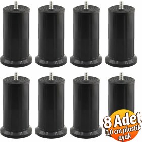 Resim Badem10 Keson 8 Adet 10 cm Siyah Plastik Mobilya Baza Tv Ünitesi Yükseltme Ayağı Destek Ayağı 