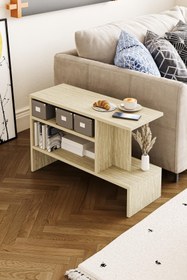 Resim Hofga Sümela Raflı Yan Sehpa - Gazetelik, Dergilik, Kitaplık Traverten 