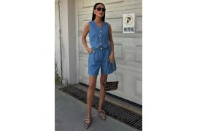 Resim Tiana Gümüş Düğmeli Yelek ve Şort Tensel Takım 10174 