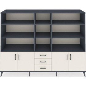 Resim Hyperion Dolap 11 Raflı 3 Çekmeceli 4 Kapaklı 220x44x163 Antrasit Antrasit-aytaşı 