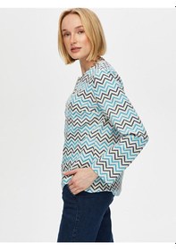 Resim Zigzag Desen Örme Ceket S25ckt024 Us25ckt02427 Indigo 