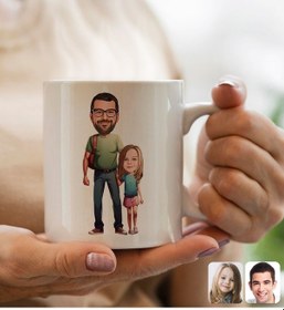 Resim Kişiye Özel Karikatürlü Baba-kız Tasarımlı Beyaz Kupa Bardak-1, Babaya Hediye, Babalar Günü Hediyeleri Kobitmeyencom31620 Bk Gift 
