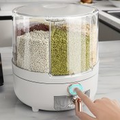 Resim Büyük Kapasiteli Nem Geçirmez Tahıl Depolama Konteyneri - Böcek Korumalı, Yeniden Kullanılabilir Plastik Dağıtıcı Pirinç, Tahıllar, Un, Evcil Hayvan Maması İçin - Kolay Klik Dağıtma Mekanizmi ile Alan Tasarrufu Sağlayan, Çok Amaçlı Mutfak Gereksinimi 