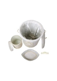 Resim Lisa Krem 6 Prç Banyo Kirli Çamaşır Sepeti Ve Paspas Seti Krem 