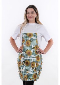 Resim Jarse Frilly İkili Paket Sıvı Geçirmez Su Geçirmez Mutfak Önlüğü Ayçiçeği Yeşil 