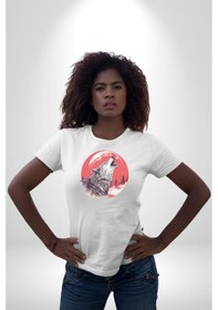 Resim Uluyan Beyaz Kurt Unisex Unisex Beyaz Organik Baskılı T-shirt Penye Yüksek Kalite Beyaz 