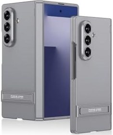 Resim CONSTRAIN - Galaxy Z Fold 7 ile uyumlu Samsung Kılıf L Standlı Kamera Korumalı Kıpta Titanyum Renkli PC Kapak 