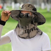 Resim Erkekler için nefes alabilen polyester geniş kenarlı balıkçılık şapkası - Açık hava güneş koruması, boyun kapağı ile rahat balıkçı şapkası, balıkçılık, yürüyüş, yürüyüş aksesuarları için ideal | Nefes alabilen başlık | Dokuma yapısı 
