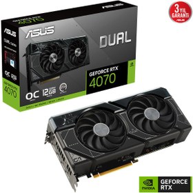 Resim ASUS GEFORCE DUAL RTX4070 O12G 12GB GDDR6X 256Bit 1875 MHz OC OC 2xHDMI 3xDP RGB EKRAN KARTI 