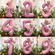 Resim 2 adet Set, 40 inç Pembe Sayı Balonları ve Pembe Yay Balonları, Doğum Gün Partileri, Yıldönümler ve Açık Hava Kutlamaları için İdeal, Canlı Parti Süsleri 