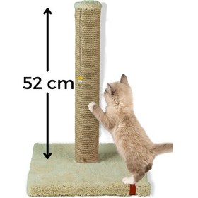 Resim 52cm Lüx Tırmalama Tahtası Catnipli Jüt Tırmalama Krem Minder Yüzey 