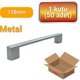 Resim 50 Adet Kare Mat Krom Metal Mobilya Kulpu Seti 128mm Mat Krom 