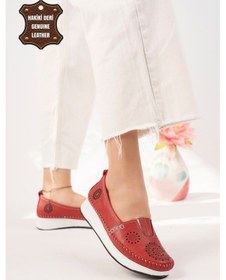 Resim Elit Mn85l21c Kadın Hakiki Deri Espadril Kırmızı Kırmızı 