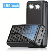 Resim Xuweiwei Poerunı 20000mah Solar Power Bank Black Büyük Kapasiteli Taşınabilir Şarj Cihazı Usb Çıkışlı Outdoor Hiking İçin Altın 