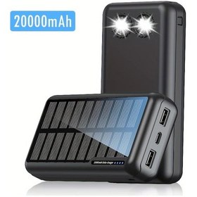 Resim Xuweiwei Poerunı 20000mah Solar Power Bank Black Büyük Kapasiteli Taşınabilir Şarj Cihazı Usb Çıkışlı Outdoor Hiking İçin Altın 
