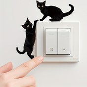 Resim 1 adet İki Siyah Kedi Duvar Anahtarı Paneli Dekorasyon Sticker, Oturma Odası, Yatak Odası Girişi ve Klima Kontrol Paneli Ev Dekorasyonu Duvar Sticker 