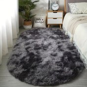 Resim Oval Fluffy Alan Halısı, Polyester, Yumuşak Tüylü Halı, Kaymaz, Elde Yıkanabilir, Yatak Odası, Oturma Odası ve Kapalı Alanlar İçin İdeal, Uyku ve Rahatlatma İçin 