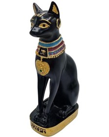Resim Mısır Kedisi Bastet Heykeli Reçine Büyük 24 Cm 