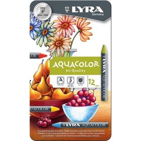 Resim Lyra Aquacolor Sulandırılabilir Pastel Boya 12'li Metal Kutu 