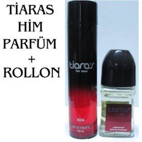 Resim Tiaras For Men Him Erkek Parfüm Uzun Şişe EDT 100 ML + Roll-On Deodorant 50 ML 