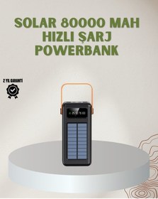 Resim Powerbank Solar Fenerli Çoklu Kablolu Taşınabilir Şarj Aleti renkli 