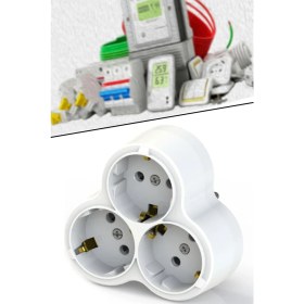 Resim Mobee 101-03P Papatya Golyat Kablosuz 3'lü Topraklı Üçlü Priz Çoğaltıcı Beyaz 1410 