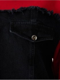 Resim Kız Çocuk Mevsimlik Altı Denim Cepli 3 İplik Sweatshirt-14777 Kırmızı 