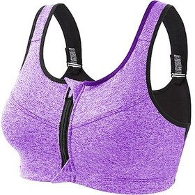 Resim Ximistore9 Kadın Spor Sütyeni: Yüksek Dayanıklı Şok Emici, Ön Zip Ve Arka Kanca Kapanma, Nem Emici, Bezsiz, Yoga Ve Fitness İçin Mor M 801 Mor 