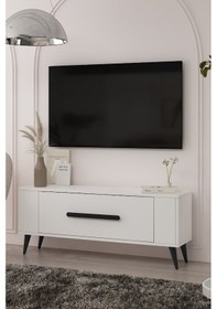 Resim Tv1336dd Retro-128 Tv Sehpası Beyaz-siyah Beyaz-siyah 