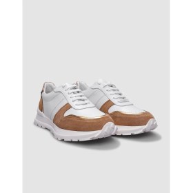 Resim Cabani %100 Hakiki Deri Beyaz - Pudra Bağcıklı Kadın Spor Ayakkabı 