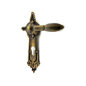 Resim Antika Tarz Dekoratif Pirinç Şato Model Yale, Dış Kapı Kolu - 262X83 Mm, Antik Nemere Home 