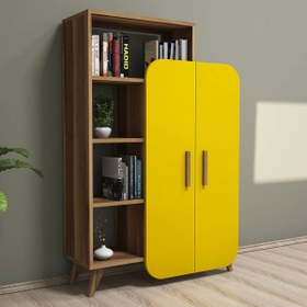 Resim FORM KİTAPLIK - ÇOK AMAÇLI DOLAP - CEVİZ \u002F SARI 