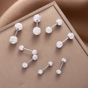 Resim Şık Y2K/Boho 4/5/6mm Kübik Zirkonya Boncuklu Vidalı Küpe - Kaş & Burun Piercingleri için Çok Yönlü, Titanyum Çelik 