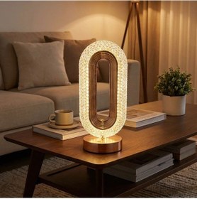 Resim Buffer Oval Şeklinde Kristal Led Masa Lambası Dokunmatik, 3 Renk Işık Modlu, Şarjlı Dekoratif Gece Lambası Şeffaf 