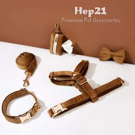 Resim Dog Collar Named Light Brown Velvet Collar 826818 - 5pcs set / XL 