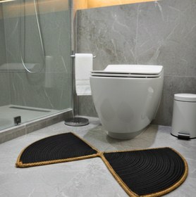 Resim NatureLuxe Jüt Klozet Önü Paspası - SİYAH-HASIR ŞERİT / 45 x 65 cm 