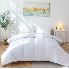 Resim Microfiber Çift Kişilik Yorgan Kapitone Yıkanabilir Mevsimlik Mik Beyaz 