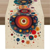 Resim 1 adet Bohem Mandala Masa Koşucusu - Canlı Renkli Dairesel Desenler, İç/Dış Mekan Kullanımı için Dayanıklı Polyester Kumaş, Yemek Masaları, Kahve Masaları, Giriş Alanları, Oturma Odaları ve Bayram Kutlamaları için Uygun, Masa Dekoru, Ev Dekorasyonu, Sanatsal Baskı, Şık İşçilik, Dekoratif Masa Örtüsü, İç Tasarımcılar 