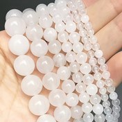 Resim Doğal Beyaz Kuvars Boncuklar - Yuvarlak, DIY Takı Yapımı, Bileklikler ve Kolyeler için Top Boncuklar - Boyutlar 4/6/8/10mm'de Mevcut - Benzersiz Boncuk Tasarımları Yaratmak İçin Mükemmel 