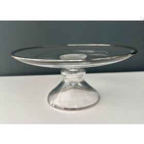 Resim Decorium Cam Ayaklı 33 Cm Servis Tabağı Dalia Platin M06460-ab-p 